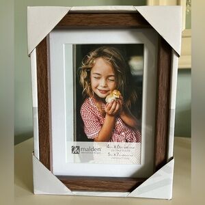 Malden Walnut and White Picture Frame 4x6 with Mat or 5x7 without Mat